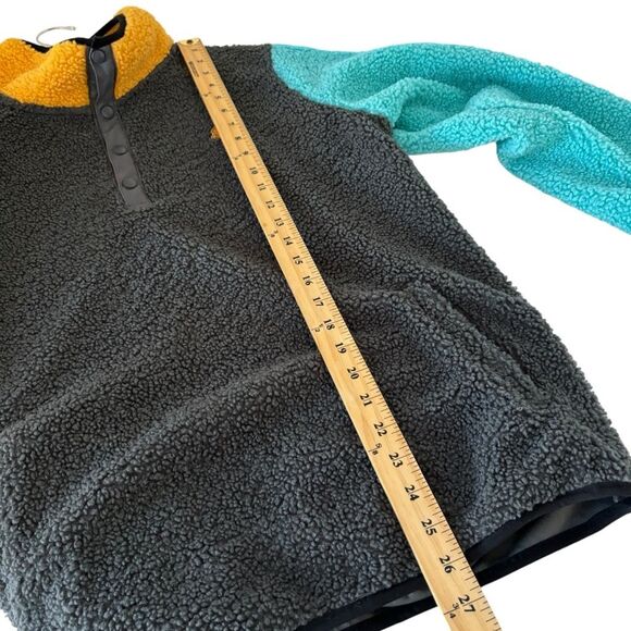 Dutch Bros Color Block Sweatshirt Sweater Snap up Pullover Teddy/Sherpa Sz L - Picture 5 of 9